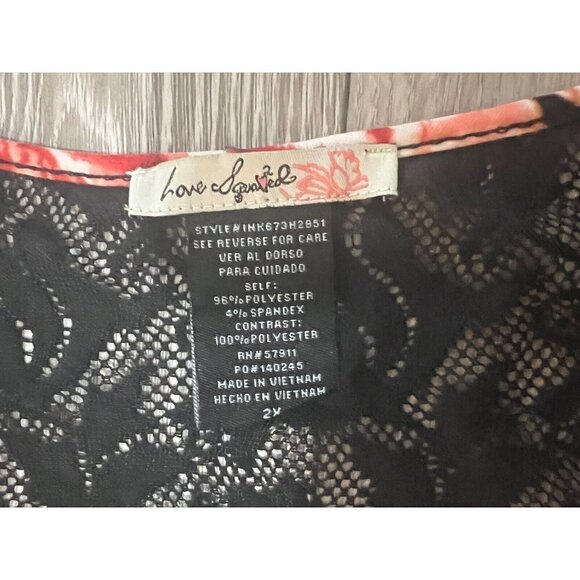 Love Squared Plus Size 2X Dress Printed Lace Multi Color Cap Sleeve - Picture 5 of 5